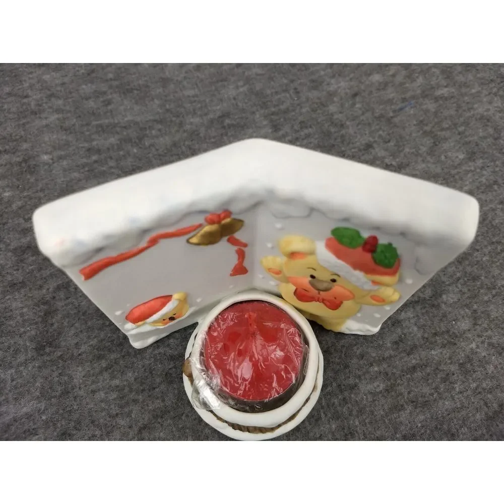 LaVie Ceramic Tea Light Candle & Holder Teddy Bears Snow Firepit Bells Holly NEW